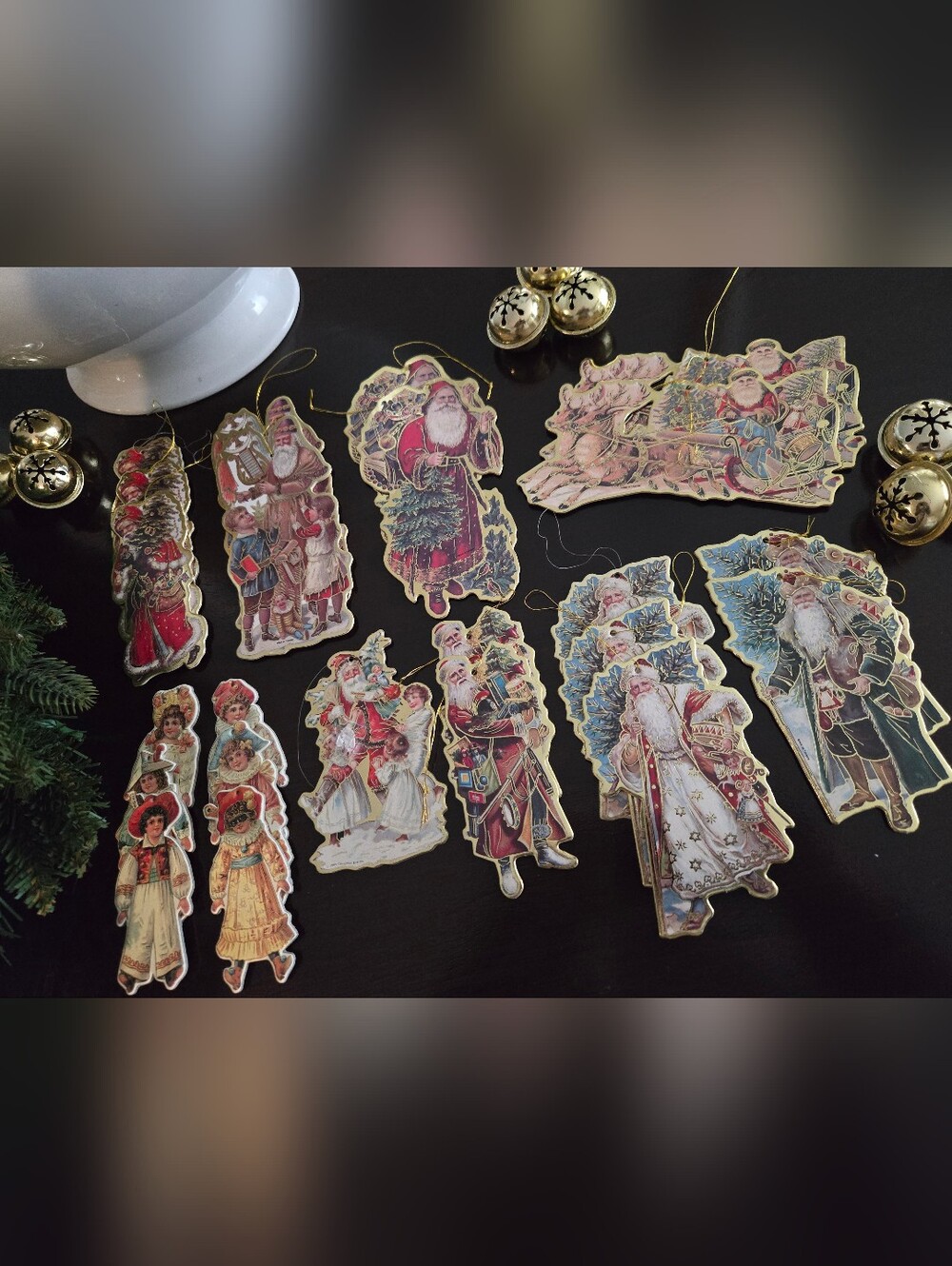 VINTAGE OLD WORLD CHRISTMAS ORNAMENTS LITHOGRAPH DIE CUT LOT OF 23 NEW